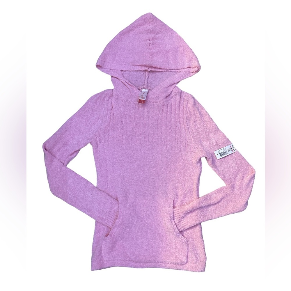 Popcorn Chenille Pink Teddy long Sleeve Hoodie Jacket Stretchy Leisure NWT